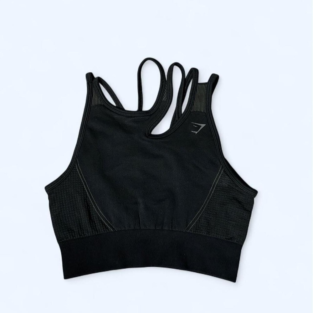 Gymshark Black High Neck Strappy Sports Bra Multi Strap Size S
